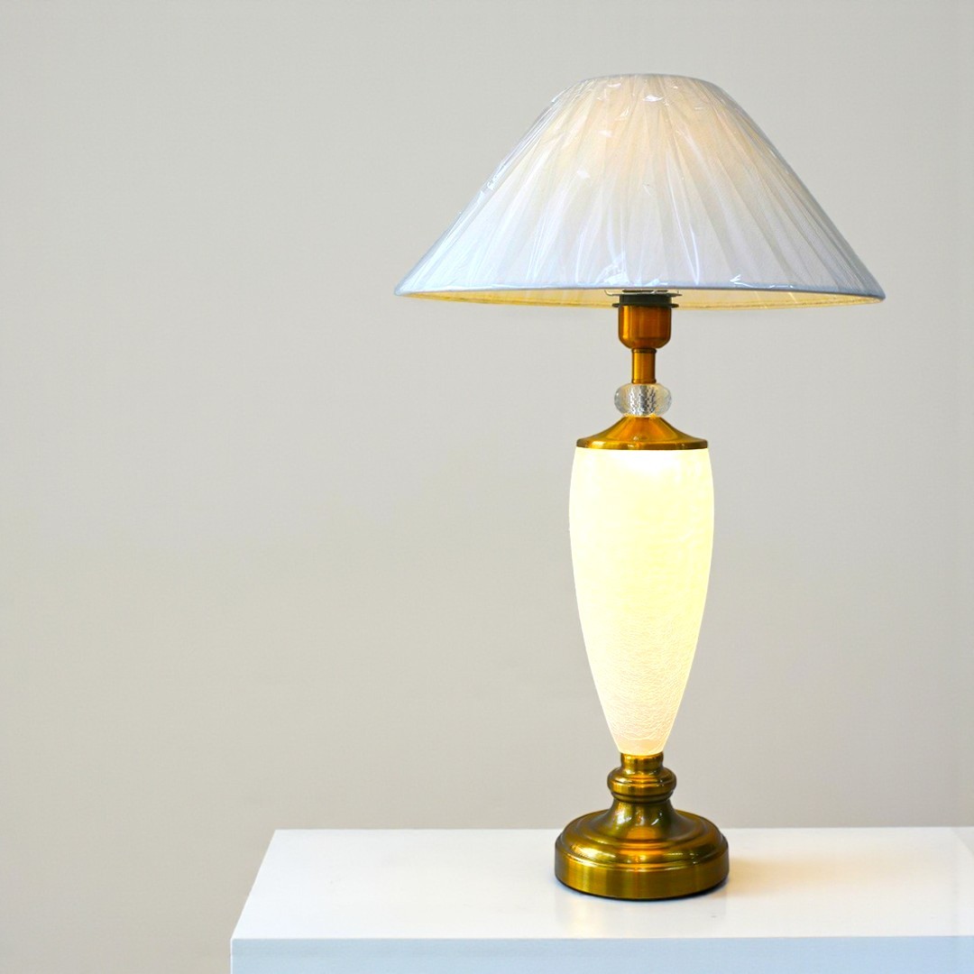 Double Light Golden Brown FROSTED Glass Lamps 1224 CRACKER LED Inside Simple Feature Fitting