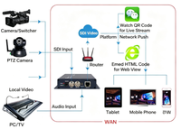 Codificador de Video SDI/IP H.265 HEVC en Tiempo Real con Ethernet/RJ45 y Carcasa de Aluminio para Transmisión en Vivo HD/SD 1080p