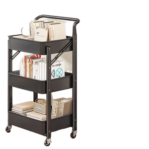 Carrello Portaoggetti Rimovibile a Tre Ripiani, Pieghevole, per Cucina e Snack, Senza Installazione - Product Image 1