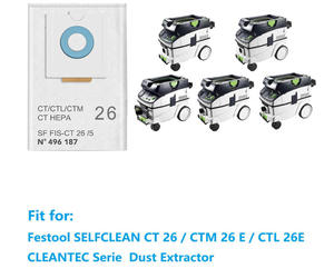 Bolsas de Polvo 496186/496187, Accesorios para Aspiradoras Festool CT 36/<span class=keywords><strong>CTM</strong></span> 36 E/CTL 36E y 26/<span class=keywords><strong>CTM</strong></span> 26 E/CTL 26E, Filtro para Aspiradora Festool - Product Image 4
