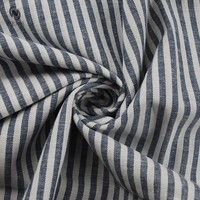 Tissu rayé de 4 mm en lin mélangé respirant et antibactérien naturel, 15 % lin, 85 % coton, teint en fil, pour chemises et robes