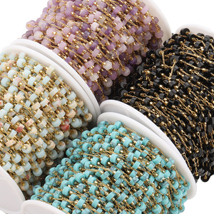 Cadena de Cuentas de Piedra Natural y Acero Inoxidable, 6 Colores, Suministros para Hacer Joyería Hechos a Mano, Cuentas de Semillas de Estilo Chino Tradicional - Product Image 4