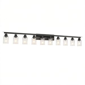 Modern 10-Light Bathroom <b>Vanity</b> Light 65.4 Inch Matte Black Iron Wall Fixture Warm White <b>LED</b> <b>Mirror</b> Lamp - Product Image 1