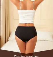 Culotte menstruelle noire grande taille 4XL, coupe haute, usage quotidien, 4 couches, bambou, flux abondant, anti-fuite, taille en dentelle, sans coussinets