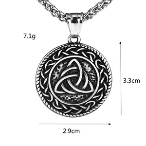 Stainless Steel Pendant <b>Necklace</b> Men <b>Celtic</b> Knot Design Round Geometric Pattern Gift Jewelry Fashion Accessory - Product Image 5