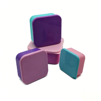 Boîte à goûter pour enfants en plastique sans BPA, avec couvercle anti-fuite, conteneur de stockage alimentaire carré multicolore, boîte à lunch