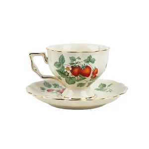 欧式复古花式茶杯套装餐厅家居奢华金边土耳其陶瓷咖啡杯茶托套装