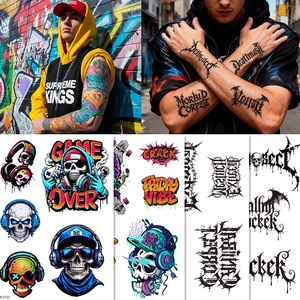 Tatuajes Temporales Estilo Grafiti Urbano Americano, Resistentes al Agua, Duraderos, Coloridos, con Letras de Dibujos Animados - Product Image 4
