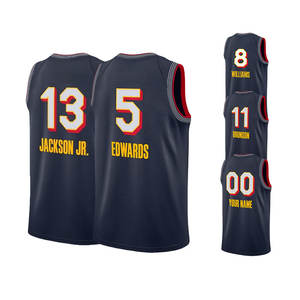 2025新星热压印刷海军篮球球衣5爱德华兹11布伦森13杰克逊Jr 8威廉姆斯支持定制批发 - Product Image 2