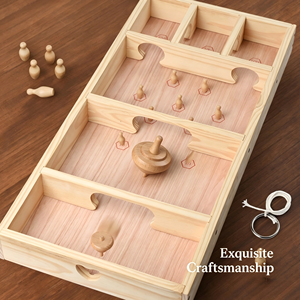 Set Classico di Trottola in Legno, Mini <span class=keywords><strong>Bowling</strong></span> e Scacchiera, Gioco <span class=keywords><strong>da</strong></span> <span class=keywords><strong>Tavolo</strong></span> Ecologico Educativo Portatile per Casa e Viaggio - Product Image 4