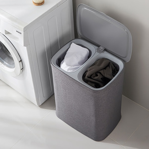 Fabric Laundry <b>Basket</b> With Lid Rectangle Non Woven Dustproof Clothing Organizer For Home Bathroom Use - Product Image 1