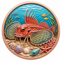 Pièce de monnaie en cuivre pur 999 de 1 oz, thème animaux du monde sous-marin, impression UV en relief colorée, édition antique Feng Shui