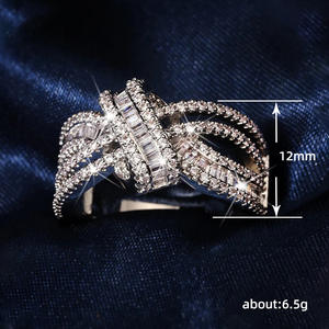 CAOSHI novia lujo promesa anillo de dedo precio de fábrica CZ ajuste Color plata circonita cúbica anillo latón joyería boda para mujer - Product Image 5