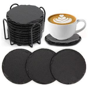 Toptan 8 adet doğal yuvarlak kare kayrak bardak çelik tutucu ile bir Set masa kullanımı için - Product Image 1