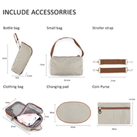 Large Capacity Multifunction Travel Tote Set Polyester for Mommy Bag with Stroller & Baby Storage Caddy