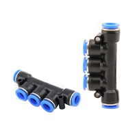 PK 4/6/8/10/12mm connecteur pneumatique rapide en plastique bleu à cinq voies cinq raccords de tuyau d'air raccords droits