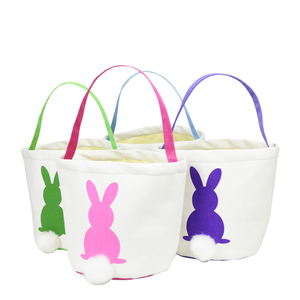 Fluffy Tails Printed Rabbit Canvas Toys Tote <strong>Easter</strong> Bunny Basket <strong>Easter</strong> <strong>Bags</strong> for Kids - Product Image 2
