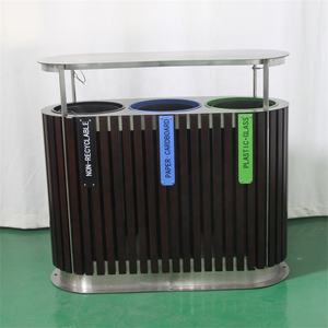 سلة مهملات خارجية من الخشب مُفرزة في الهواء الطلق بفرز القمامة في الشوارع-سلة مهملات تجارية عامة لإعادة التدوير - Product Image 4