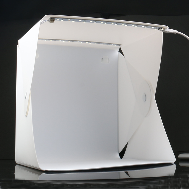 Photography 14W Foldable Photo Studio Table Top Light Box with 2 LED Strips with USB Powered for Small Product Shooting