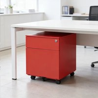 Meuble de rangement mobile en métal moderne à 2 tiroirs avec poignée latérale et serrure à clé pour bureau à domicile, école, atelier, salon
