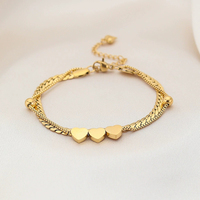 Pulsera de Acero Inoxidable Ajustable de Alta Calidad con Baño de Oro de 18k, Diseño de Corazón, para Mujer, Joyería de Moda para Regalo