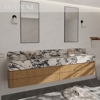 Plan de toilette en marbre Calacatta Viola Tostone Premium avec motifs de veines uniques, taille personnalisée disponible pour la conception de salles de bain à domicile