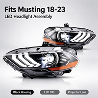 Feux avant LED RGB DRL pour Ford Mustang 2018-2023, clignotants séquentiels ambre, boîtier noir, lentille transparente
