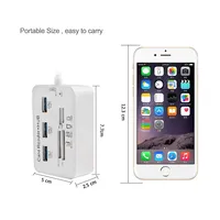 Lector de Tarjetas 2 en 1 con Hub USB 3.0 para Micro SD/TF/SDMMC, 7 Puertos, para PC/Ratón/Teléfono/Tableta, Carga y Conexión