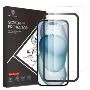 आईफोन 13 14 15 प्रो मैक्स होलसेल स्क्रीन प्रोटेक्टर के लिए टेम्पर ग्लास स्क्रीन प्रोटेक्टर 9एच एचडी क्लैरिटी स्क्रीन प्रोटेक्टर