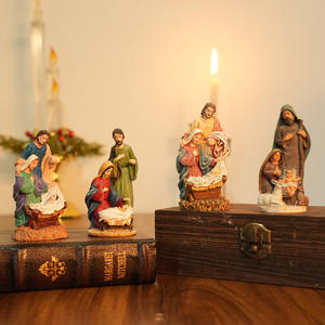 Resina Sagrada Família Santa Maria Bebê Jesus Estatuetas Religiosos Natal Natividade Cenas Ano Novo Chinês Ornamento - Product Image 2
