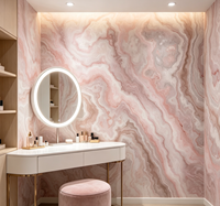Papier peint texturé en marbre onyx rose, murale murale en agate rose doux pour salon, chambre à coucher, décoration de maison de luxe