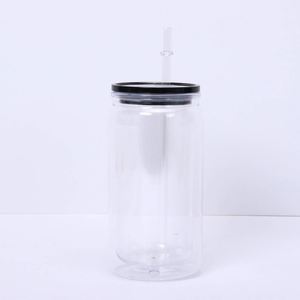 Gobelet Mason de 16 oz à double paroi, sans BPA, en plastique enduit, avec paille intégrée, pour le camping et la salle de sport, écologique, de qualité alimentaire et robuste - Product Image 2