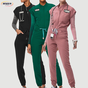 Alta calidad nuevas niñas de una pieza de talla grande mamelucos mujeres monos Hospital Jogger Scrubs uniformes conjuntos - Product Image 1
