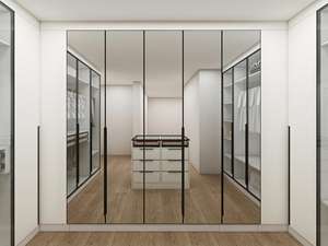 Armoire-penderie sur mesure avec îlot central, grand espace de rangement, légère, meubles de chambre à coucher portables, bois mélaminé, porte en verre - Product Image 6