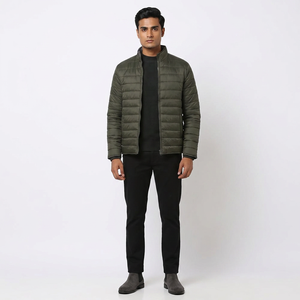New Arrival Breathable Winter Canvas Stand Collar Front Logo Zipper Puffer <b>Jacket</b> <b>Long</b>-sleeved Custom Design - Product Image 1
