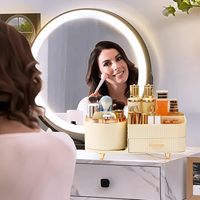 360 kapasitas besar berputar Makeup kosmetik perawatan kulit penyimpanan Organizer kasus dengan laci