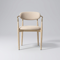 Chaises de salle à manger modernes rembourrées en acier tubulaire et bois massif, courbes en forme de croissant, pour projets de rénovation