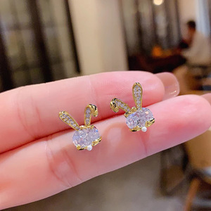 Boucles d'oreilles clous lapin mignonnes effet perle pour femme, petites boucles d'oreilles animaux, bijoux de mode quotidiens - Product Image 5