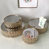 Plateau rond en cristal plaqué or de style européen, ensemble de plateaux à gâteaux pour la décoration de table de dessert de mariage
