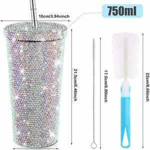 Gobelet isotherme en acier inoxydable avec couvercle scintillant, design moderne, cadeau idéal pour les femmes et les filles - Product Image 3