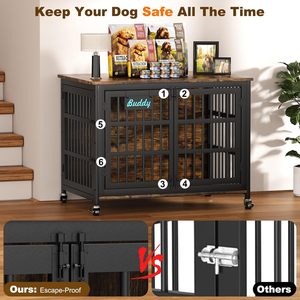 EasyCom 42 "/41"/33 "Madera Ecológico Heavy Duty <span class=keywords><strong>Dog</strong></span> Kennel con puertas dobles para perros grandes Interior/Exterior Todas las estaciones - Product Image 6