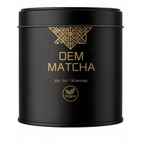 Poudre de Matcha Antioxydante Marque Blanche 30g 30 Doses Emballage en Boîte Métallique Naturel Adulte OEM/ODM Logo Personnalisé