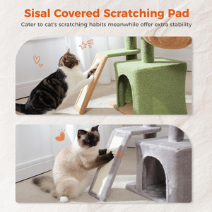 Cactus <b>Cat</b> Tree for Indoor <b>Cats</b> 32'' Small <b>Cat</b> <b>Tower</b> <b>Cat</b> Condo with Sisal <b>Scratching</b> Ramp Cozy Hammock and Removable Top Bed - Product Image 2