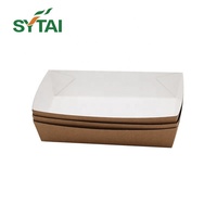 Plateau d'emballage de fast-food en papier kraft jetable écologique personnalisé pour bateau frites poulet frit