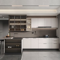 Meuble de cuisine moderne RTA en panneaux de particules, écologique, imperméable, à monter soi-même, avec 4 tiroirs et 3 étagères