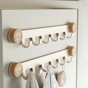 Ensemble d'accessoires de salle de bain en bois haut de gamme moderne, sans perçage, crochets à ventouse pour bijoux, pot, four à <span class=keywords><strong>micro</strong></span>-<span class=keywords><strong>ondes</strong></span>, rangement <span class=keywords><strong>mural</strong></span> - Product Image 2