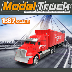 1:87 מתכת למות רכב יצוק מיכל משאית צעצוע סגסוגת dececast סגסוגת מודל juuguetes עם קדימון למחצה וקרוון - Product Image 4