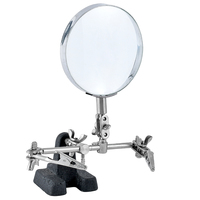 Type de service 90mm métal pince auxiliaire à trois mains atelier industriel bureau 5x loupe avec pince