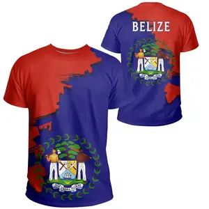 Belize Cờ In T Áo Sơ Mi Thời Trang Ngắn Tay Áo Bán Buôn Tùy Chỉnh Cao Cấp Polyester T Áo Sơ Mi Cho Nam Giới Giản Dị Tops