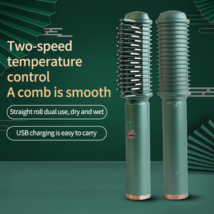 VOAUN Custom Portable Travel Hair Straightener Brush Mini Cordless <strong>USB</strong> Straightener Rapid PTC <strong>Heating</strong> 2600mA Battery for Hotels - Product Image 5